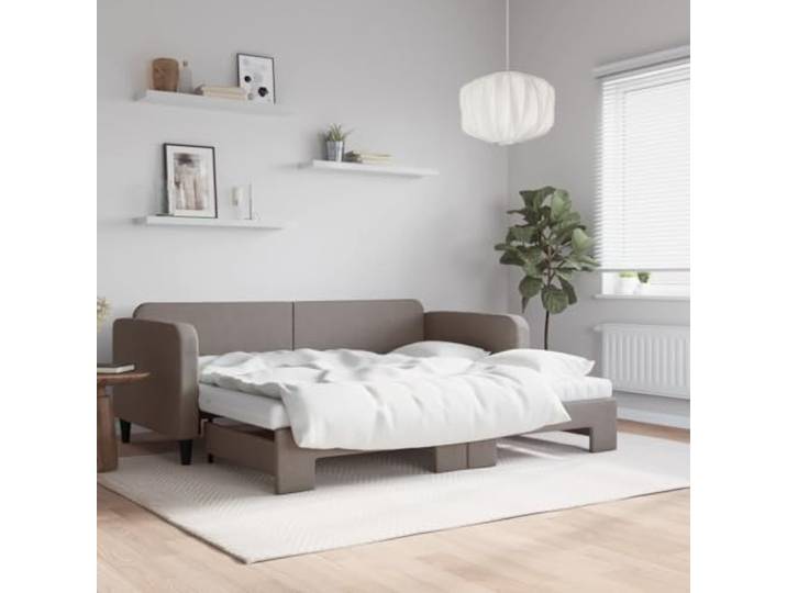 RJPLMFV Ausziehbett, 2-in-1, Taupe, 90 x 200 cm, mit 2 Matratzen, Schaumstoff