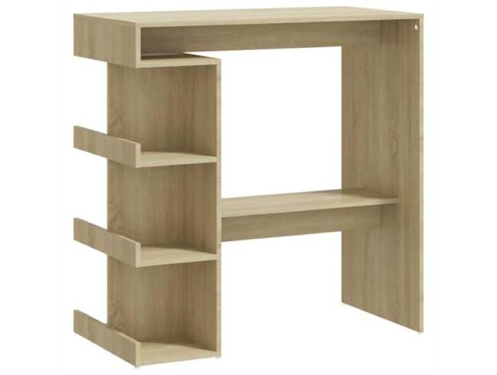 KDACVBMG Bartisch mit 3 Regalen, Eiche Sonoma, Holz Bistrotisch, Fußhocker, Flaschenregal, Küche, Esszimmer, kleine Räume, modernes Design