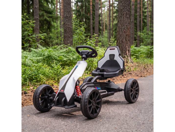 HOMCOM Kart Électrique Enfant 12V Siège Réglable Blanc