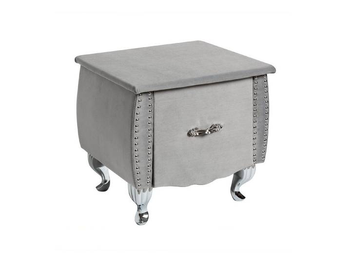 riess-ambiente Nachttisch EXTRAVAGANCIA 47cm silbergrau / silber, Nachtkommode · Samt · mit Schublade