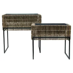 Übertopf-Set Fauna Braun/Schwarz, 2er Set