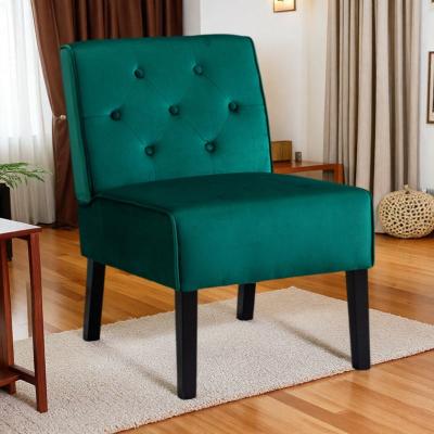 "29.5"" Velvet Armless Button Tufted Accent Chairs with Curved Back and Tapered Wooden Legs"