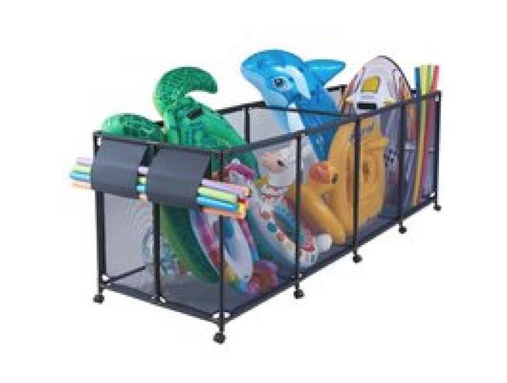 VEVOR Pool Aufbewahrungsbehälter 2620x815x890 mm, Organizer mit Seitentaschen, Metallrahmen, Netzkorb, Aufbewahrungsbox, Organisationskorb, Aufbewahrungskorb, Aufbewahrungswagen für Poolspielzeug