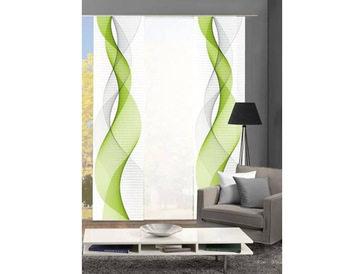 Home Fashion 88669, 3er-Set Schiebegardinen 'OPALIA' 3X 245 x 60 cm inkl. Zubehör Farbe:, Farbe:apfelgrün