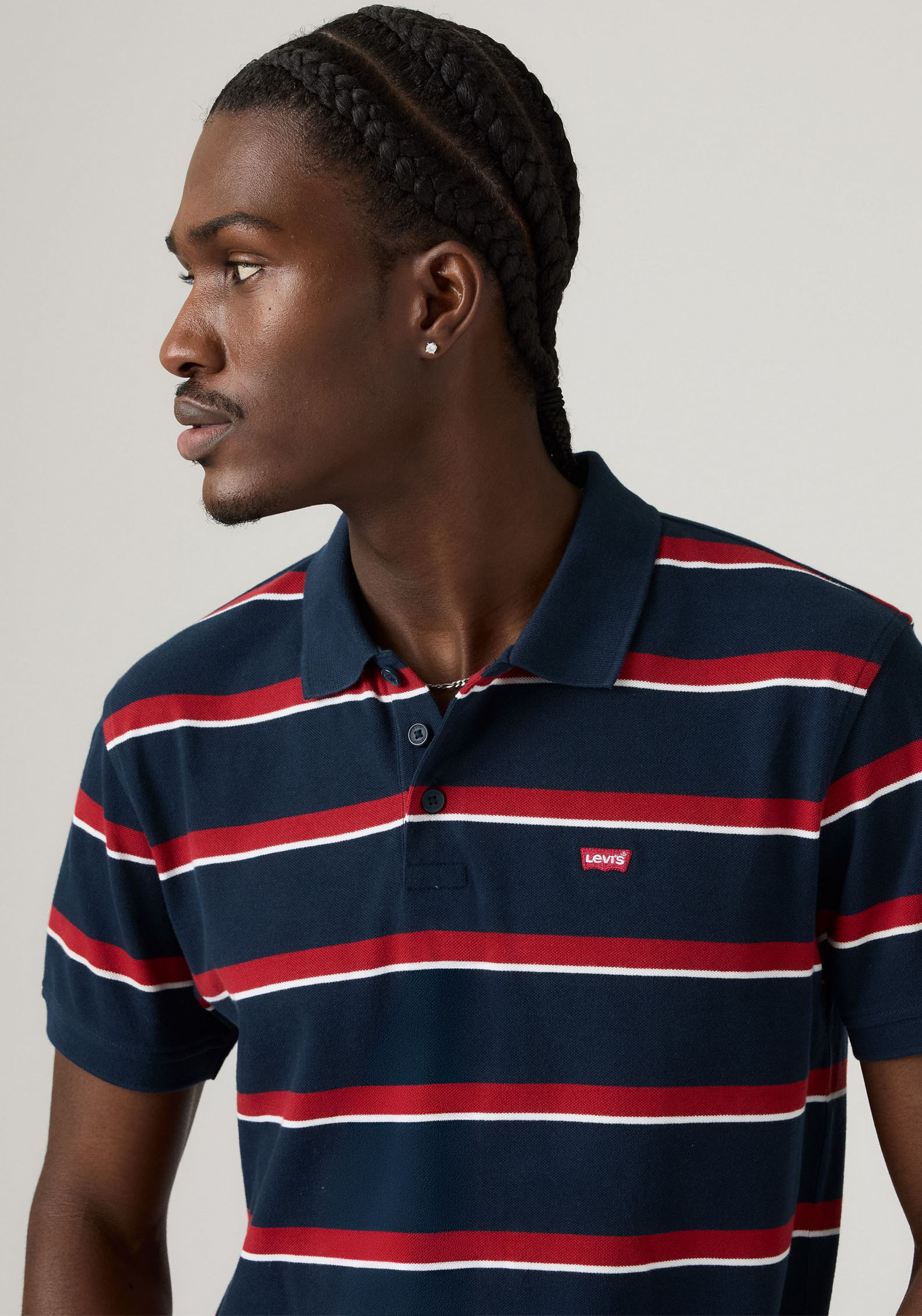 Poloshirt LEVI'S "HM POLO", Herren, Gr. S, blau (alden stripe navy bl), Piqué, Obermaterial: 100% Baumwolle, Basic, normal, Shirts Poloshirt alden stripe navy bl S