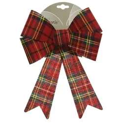 Christmas Decorations Weihnachtsbaumschleife mit Schottenkaro Muster 26cm rot Dekoschleife Weihnachten