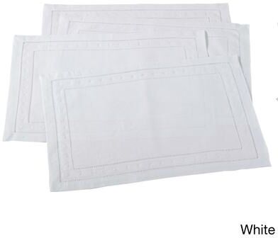 Saro Lifestyle Embroidered and Hemstitched Linen Blend Placemat - set of 4