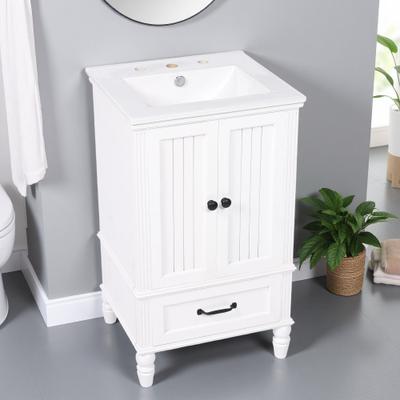 ZWYO HOSIMU "20"" MDF Bathroom Vanity with Ceramic Sink, Drawer, Double Door Cabinet & Storage"
