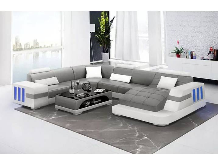 Xlmoebel Wohnlandschaft Elegantes Ledersofa in U-Form mit hochwertiger Verarbeitung, Hergestellt in Europa