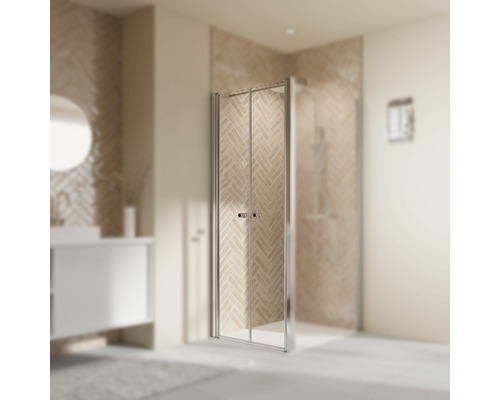 BREUER Duschtür für Seitenwand mit Pendeltür ELANA 2.0 90 x 200 cm Profil rund weiß Klarglas Reversibel