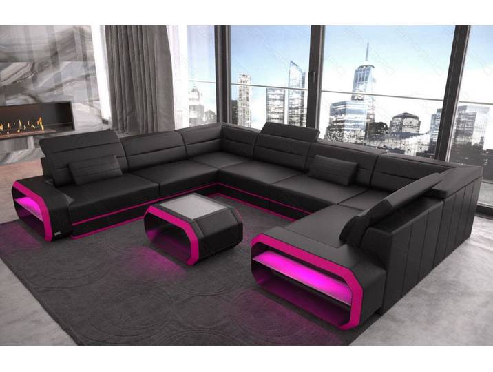 Wohnlandschaft Verona U-Form aus Leder