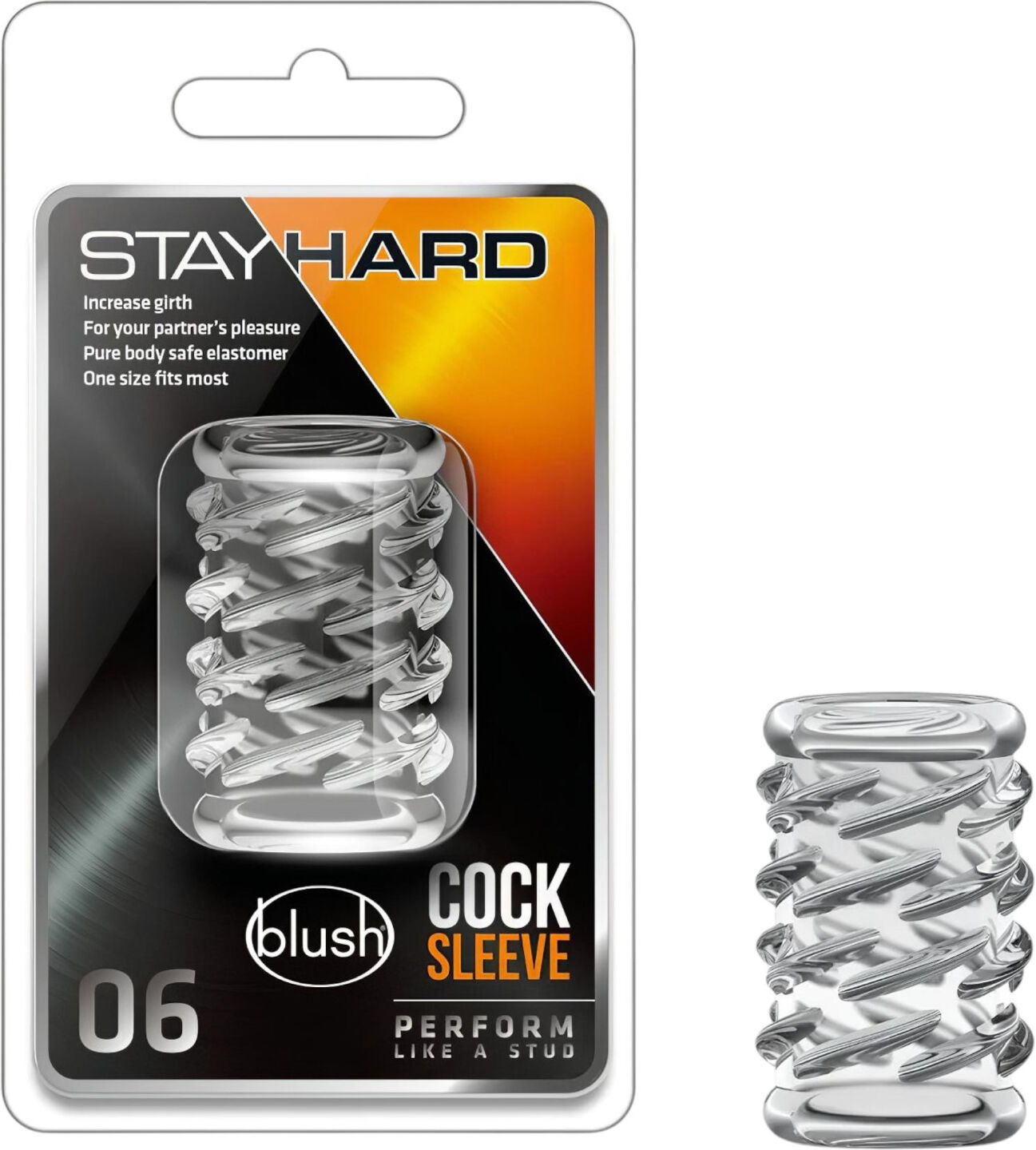 blush Stay Hard - Patterned Penis Sleeve (Transparent)