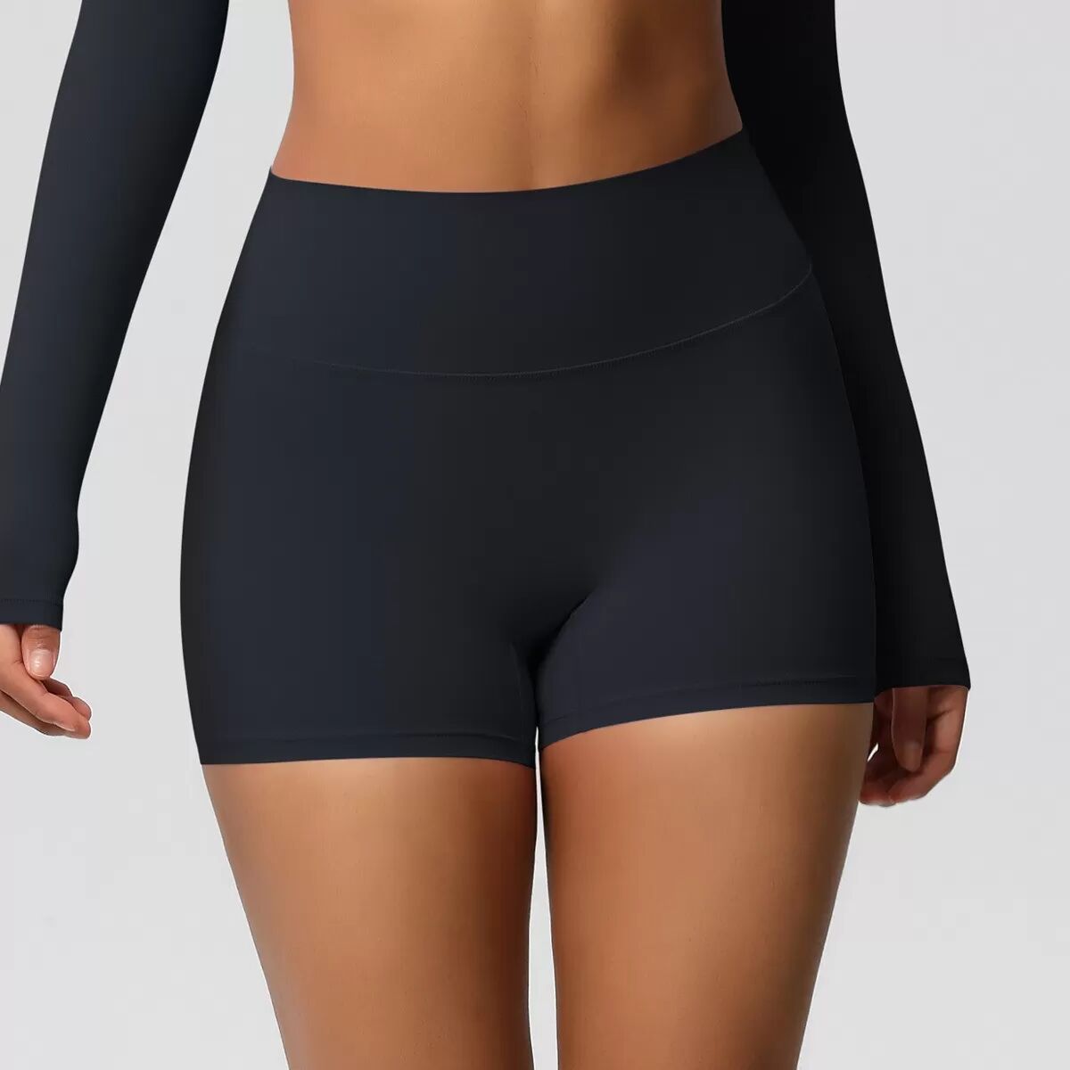 INF 2er-Pack hochgeschnittene, doppelseitige, angeraute Yoga-Shorts mit Po-Lifting-Effekt für Damen, Nylon, verschiedene Farben XL Schwarz