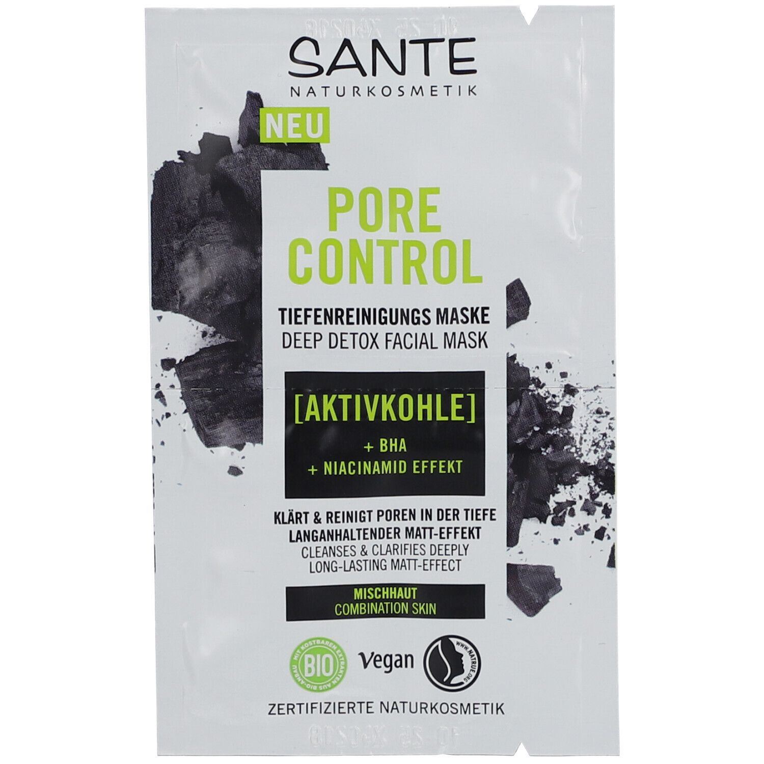 Pore Control Tiefenreinigungsmaske Aktivkohle 8 ml Gesichtsmaske
