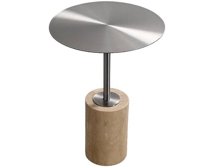 YCCHAH Sofatisch Nachttisch, Travertin-Couchtisch, Haushalt, einfacher Balkon-Beistelltisch, runder, stilvoller Sofa-Ecktisch Wohnzimmer-Beistelltisch