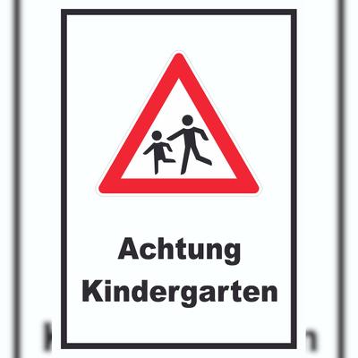 HB-Druck Achtung Kindergarten Schild A5 Rückseite selbstklebend