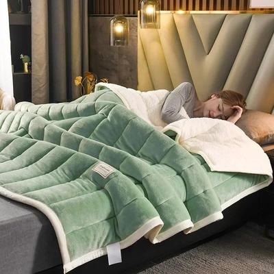 Uplifted Goods Luxury Flannel Fleece Blanket With Lambs Wool Lining a 59x79 In