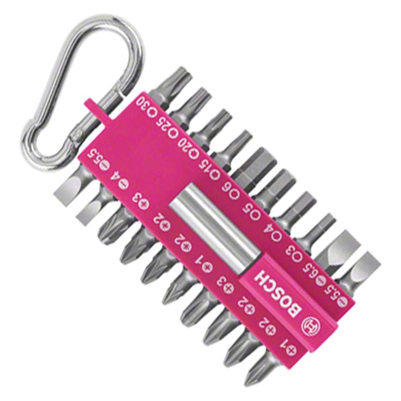 Bosch Zubehör 21-teiliges Schrauberbit-Set mit Snap-hook, Pink (Innensechsrund TX) (2607002821)