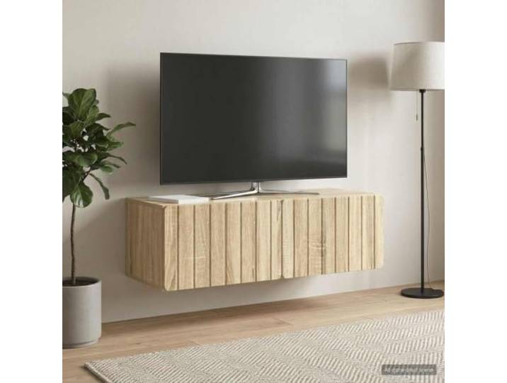 Wandmontierter TV-Schrank 98x41x30 cm Sonoma-Eiche mit 90-Grad-Türen Holzwerkstoff, wandmontiert, platzsparend, 90-Grad-Türen, minimalistisch, pflegeleicht