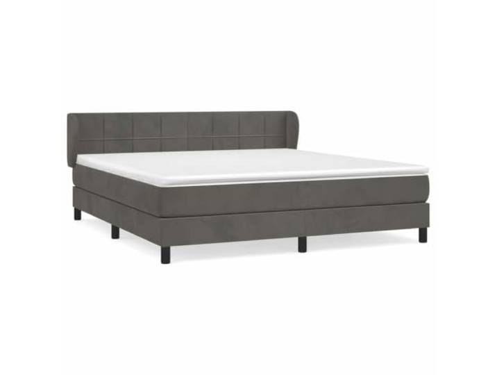 PUGYNBK Boxspringbett aus Samt, dunkelgrau, 160 x 200 cm Verstellbares Kopfteil, Taschenfedern, mittlere Unterstützung, Bezug aus hautfreundlichem Leder