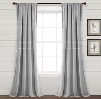 Lush Decor Farmhouse Boho Stripe Woven Tassel Yarn Dyed Cotton Window Curtain Panel Pair