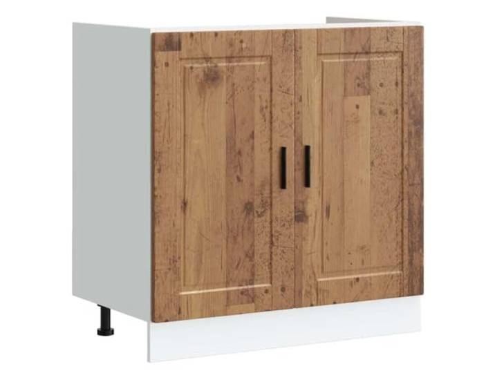 fsahslih Küchenunterschrank Porto Altholz-Optik 80x46x81,5 cm Praktischer Beistellschrank aus Holzwerkstoff mit verstellbaren Füßen und Türen für Ihre Küche.