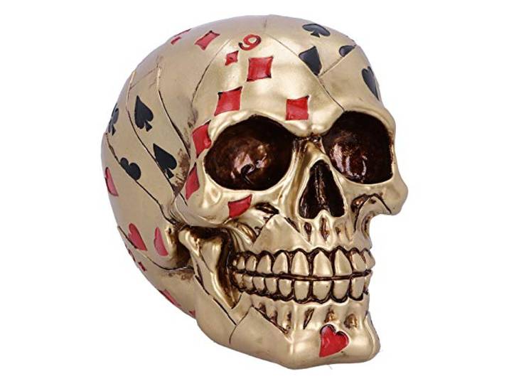 Nemesis Now Dode Mans Hand Gouden Speelkaart Schedel Ornament, Goud, 15cm
