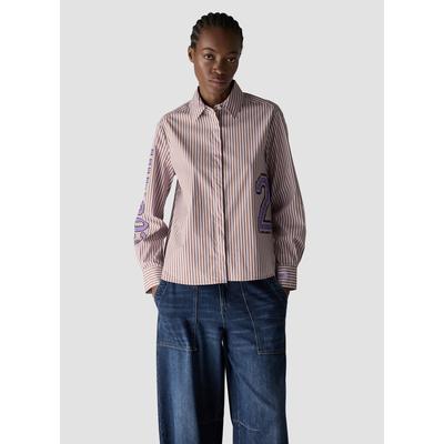 Klassische Bluse LECOMTE "Bluse", Damen, Gr. 46, braun, Obermaterial: 72% Baumwolle, 25% Polyamid, 3% Elasthan, gestreift, gerade, Blusen Bluse
