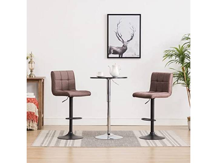Barhocker, 2 Stück, Taupe, Stoff, mit Drehgelenk, höhenverstellbar, Stahl Zeitloses Design, weiche Polsterung, robuste Stahlbasis, integrierte Fußstütze, ergonomisch, 360 ° drehbar, Gashebel