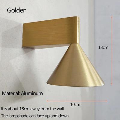 Uplift Picks Italian Minimalist Conical Aluminum LED Wall Lamp gold 4 7 W nature White (3500 5500k)