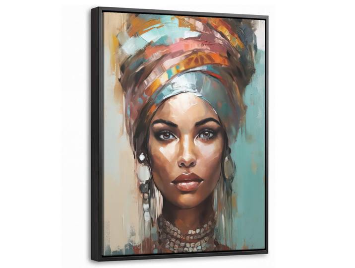 MuchoWow Leinwand Bilder mit Rahmen - Frau - Kunst - Schmuck - Porträt - 30x40, Blaugrau, Rechteckig, 30x40 cm, gerahmt, Bilder & Rahmen, Bilder, Leinwandbilder