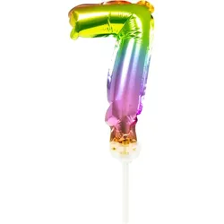 Kuchendeko Folienballon Regenbogen Zahl 7