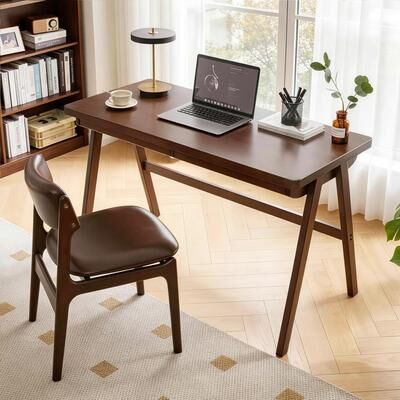 100% Solid Rubber Wood Computer Desk,Standard Thick Home Office Study Table
