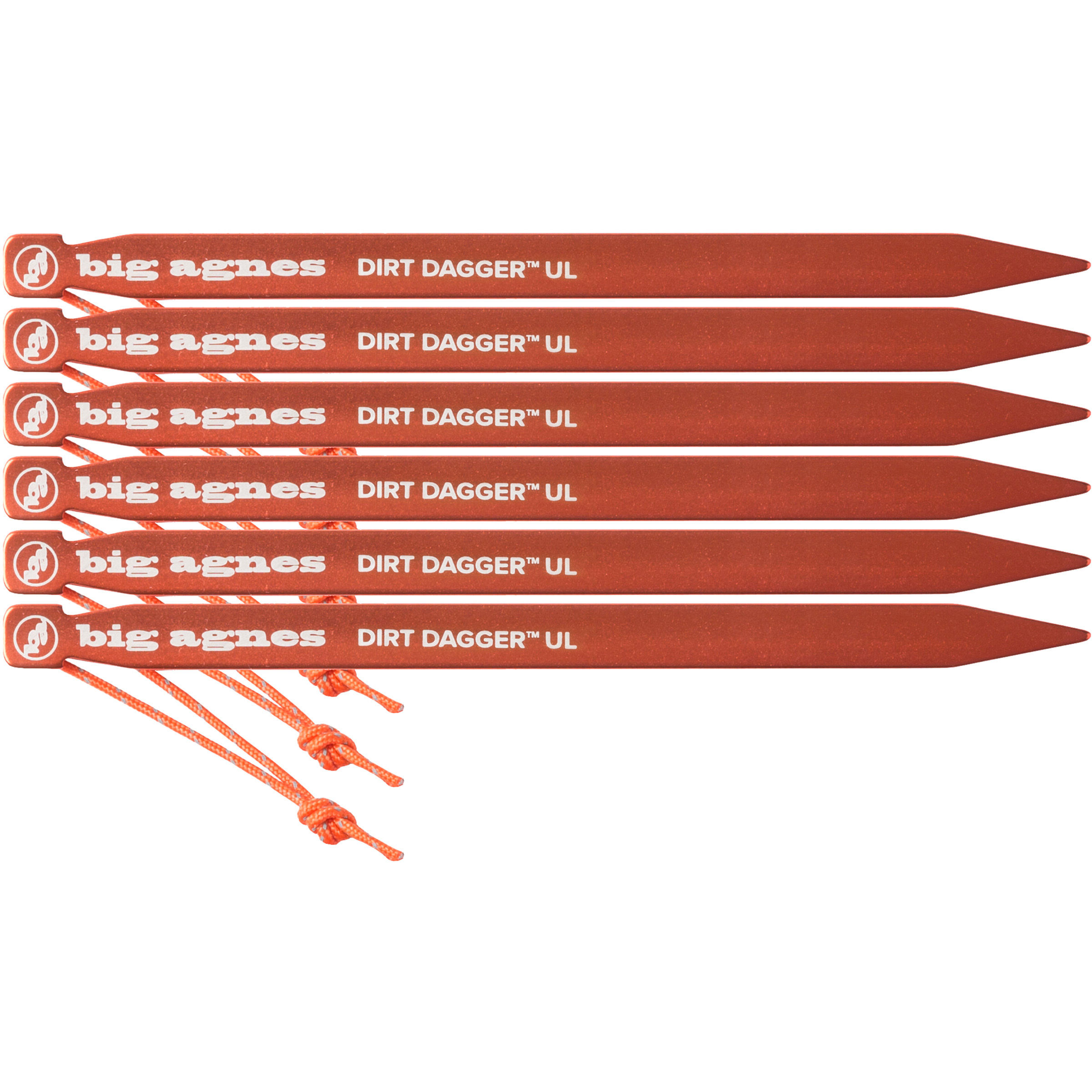 Big Agnes Dirt Dagger 6" 6er Pack Heringe Zeltheringe orange Größe 2.5cm Trekking