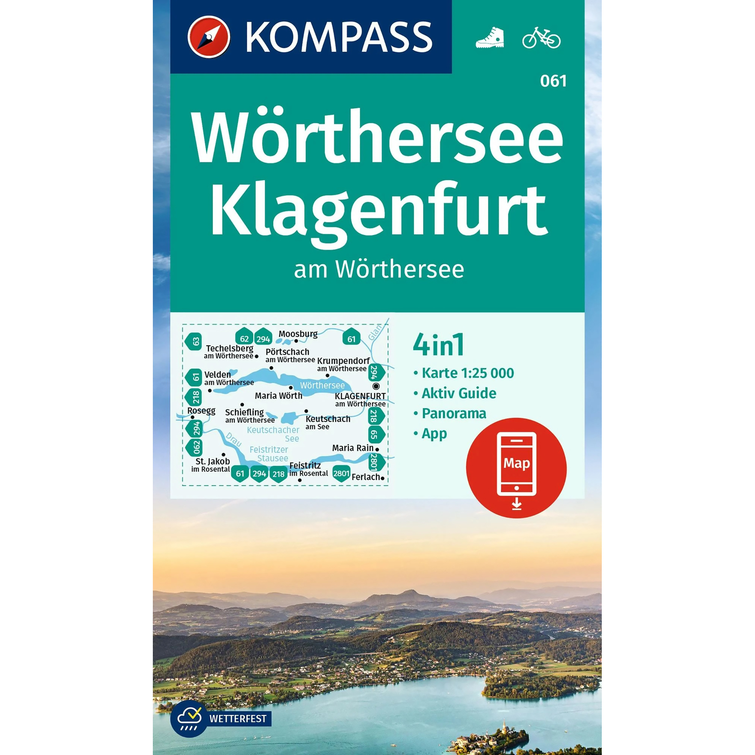 Kompass Verlag WK 61 Wörthersee - Klagenfurt Topografische Karten akt. Nachaufl. 2023