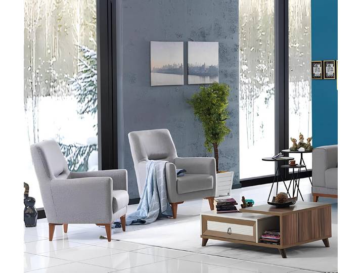 Xlmoebel Loungesessel Luxus-Wohnzimmersessel in Grau, vollständig gepolstert (2x Sessel), Hergestellt in Europa