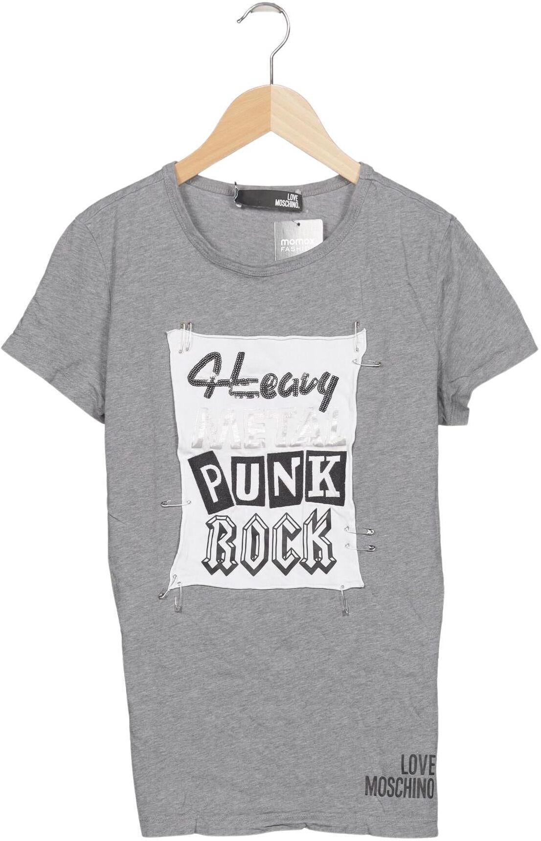 Love Moschino Damen T-Shirt, Grau, Gr. EU 40, Baumwolle - Second Hand