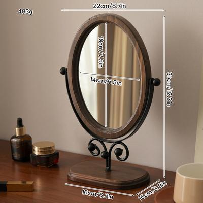 Fusion Finds Retro Vanity Makeup Mirror With Adjustable Rotating Stand HD Oval Tabletop Makeup Mirror type C