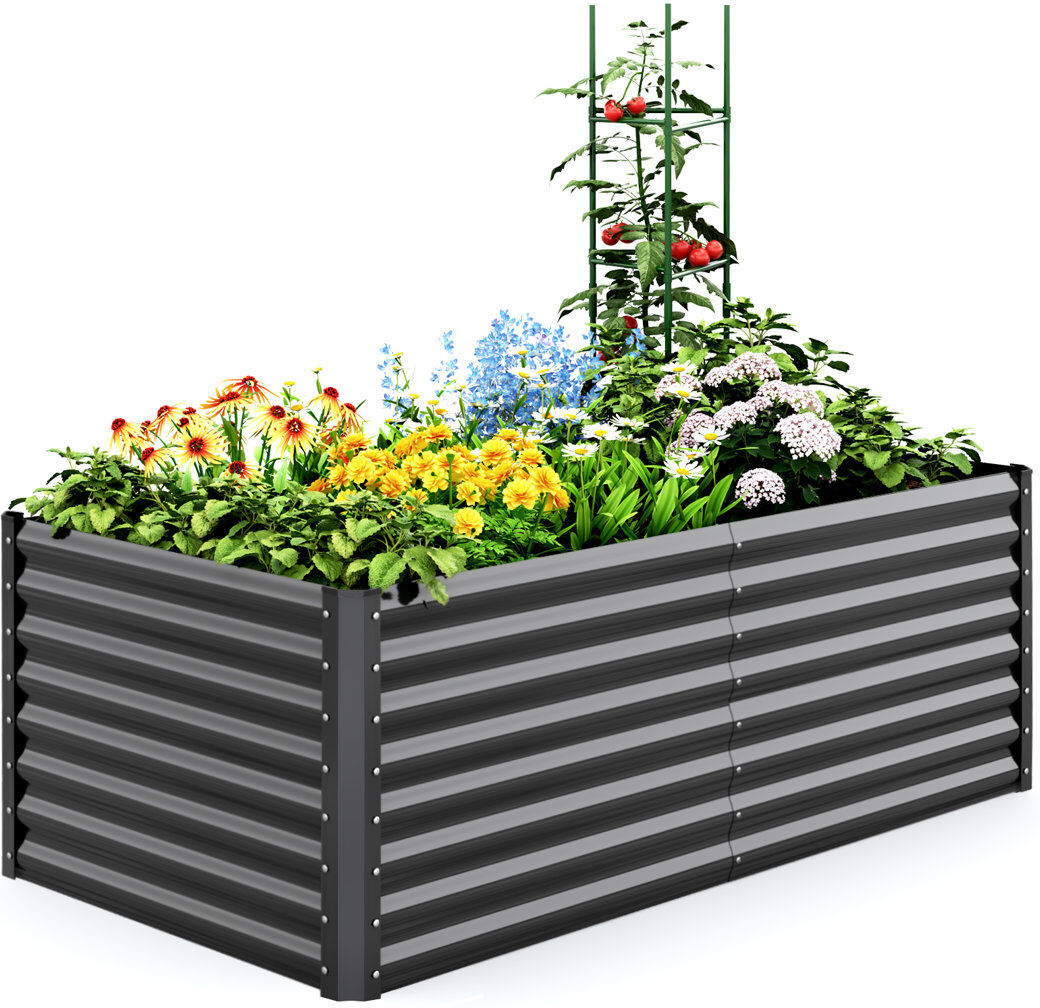 Dakota Fields Metal Raised Garden Bed Grey 180x90x62cm