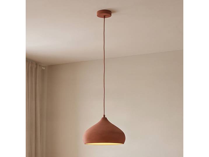 Fiona Pendelleuchte Terracotta - Lindby - Wohnzimmer - Mediterran - Beton - Einflammig