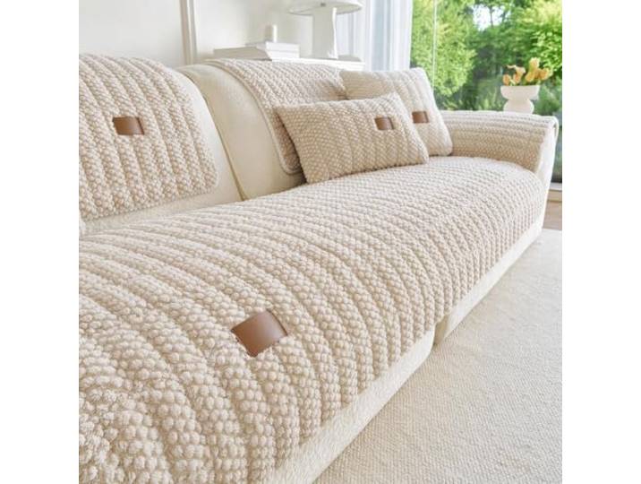 Sofa-Sitzbezug aus weichem Flanell rutschfest verschleißfest Couchmatte All Season Simple Sofa Cover Premium Couch Seat Mat Living Room Home Furniture Decor(Khaki,110x210cm 1pcs)