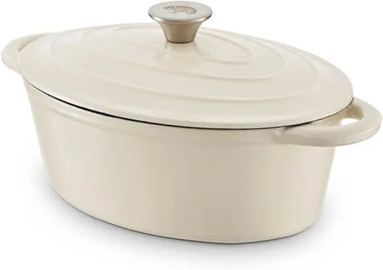 Barbary & Oak 29cm Oval Casserole Cast Iron Camembert Cream
