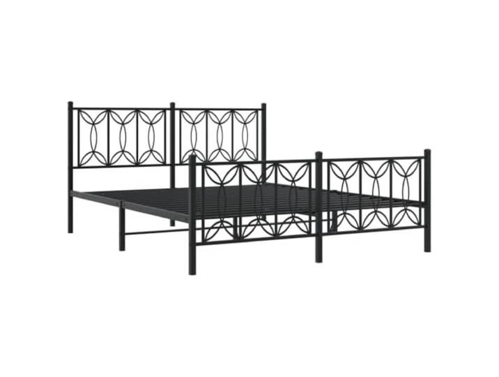 KTHLBRH Bettgestell aus Metall, schwarz, 150 x 200 cm Robuster Stahl, Kopfteil mit Rückenunterstützung, Stauraum unten, Latten aus Metall
