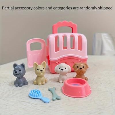 Uplift Treasures Cute Dog Doll Basket Playset pink