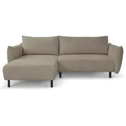 ECKSOFA UNO Braun Plüsch-Stoff mit Schlaffunktion
