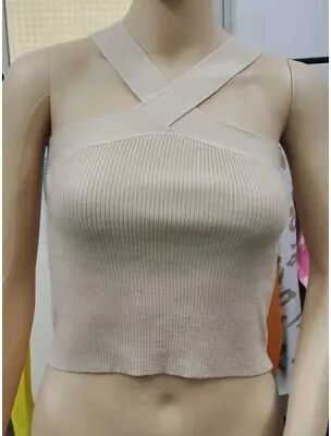 Women Boutique Sexy Women Knitted Tank Tops, Summer Slim Off Shoulder Cropped Solid Halter Base Vest Black For Women apricot xxl