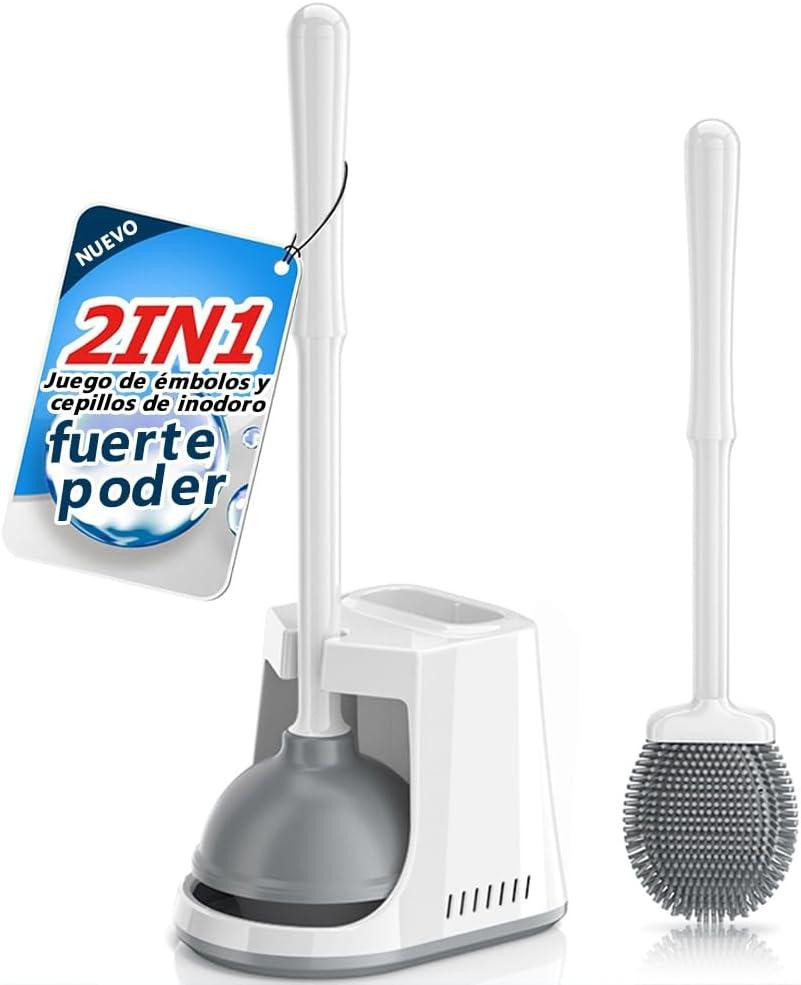 oCreon Toiletborstel en Ontstopper Set met Houder - Wit