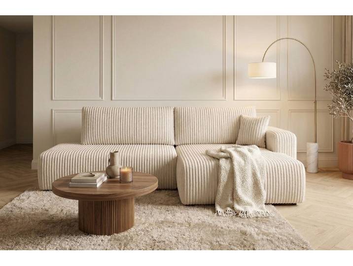 Kaiser Möbel Ecksofa mit Schlaffunktion und Bettkasten, Cordstoff Tilia, OPEN XL, XL-Format,Große Liegefläche,Cordstoff mit hoher Abriebfestigkeit