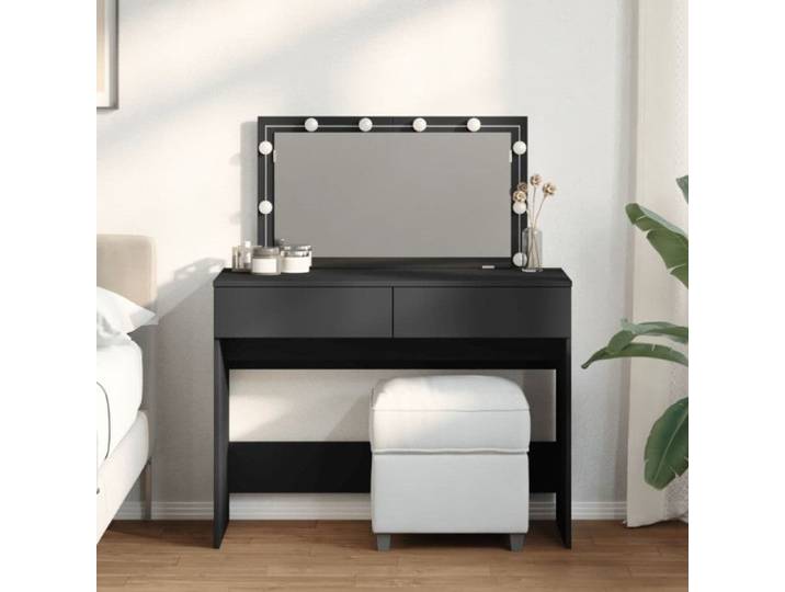 Coiffeuse avec LED noir 100x40x120 cm