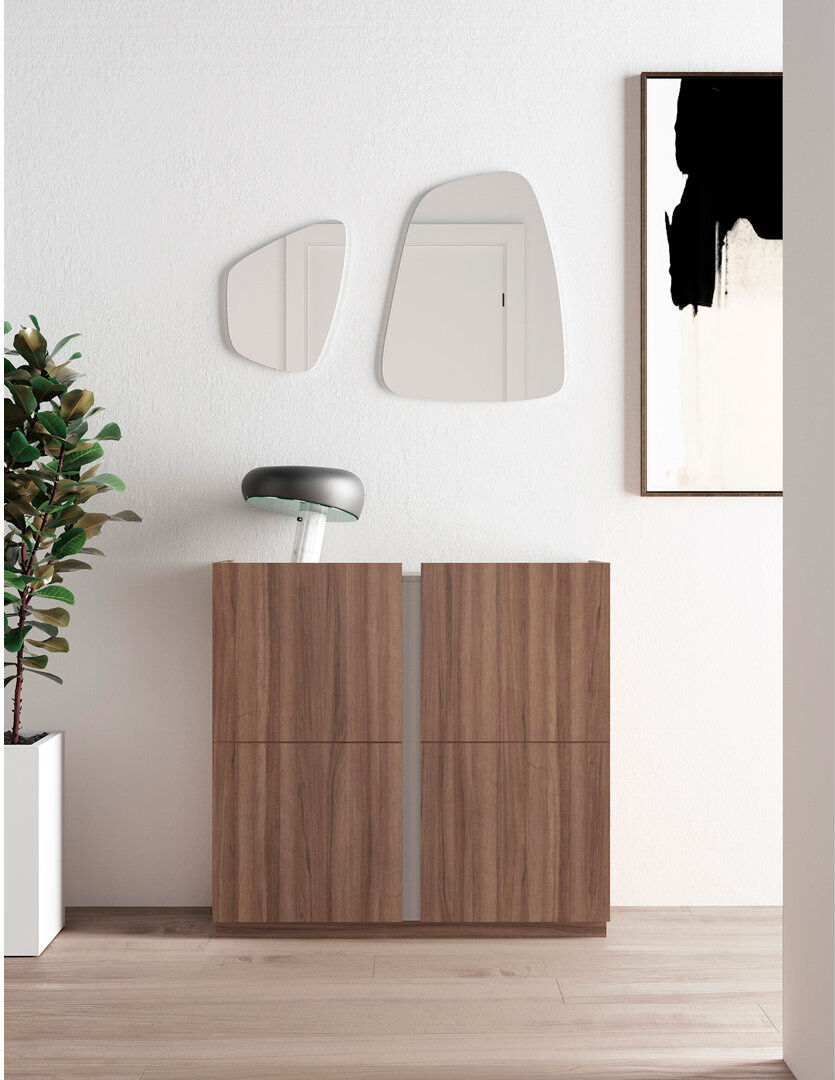Ebern Designs 18 Pair Shoe Storage Cabinet Walnut-taupe 18